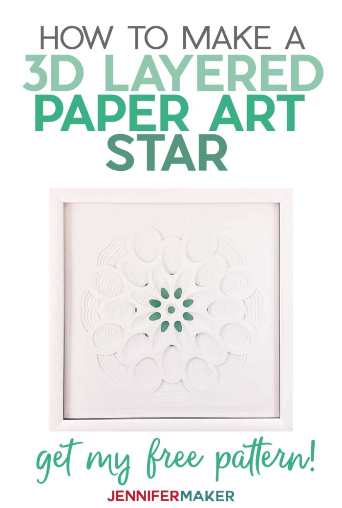 Make a 3D Paper Art Layered Star design with white cardstock in a white frame with our free SVG cut file #papercraft #3d #homedecor