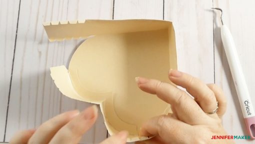 Gluing the bottom of the 3D Paper Heart Box