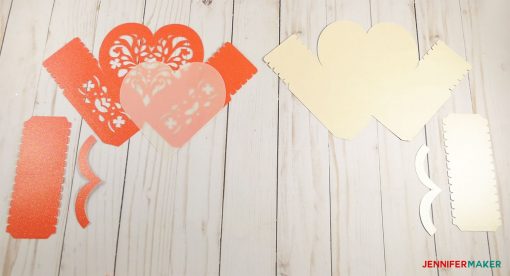 Cut out your card stock and vellum to make the 3D paper heart box