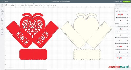 Upload and prepare your cut file in Cricut Design Space to make your 3D paper heart box