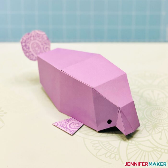 3D paper manatee made from lavender cardstock