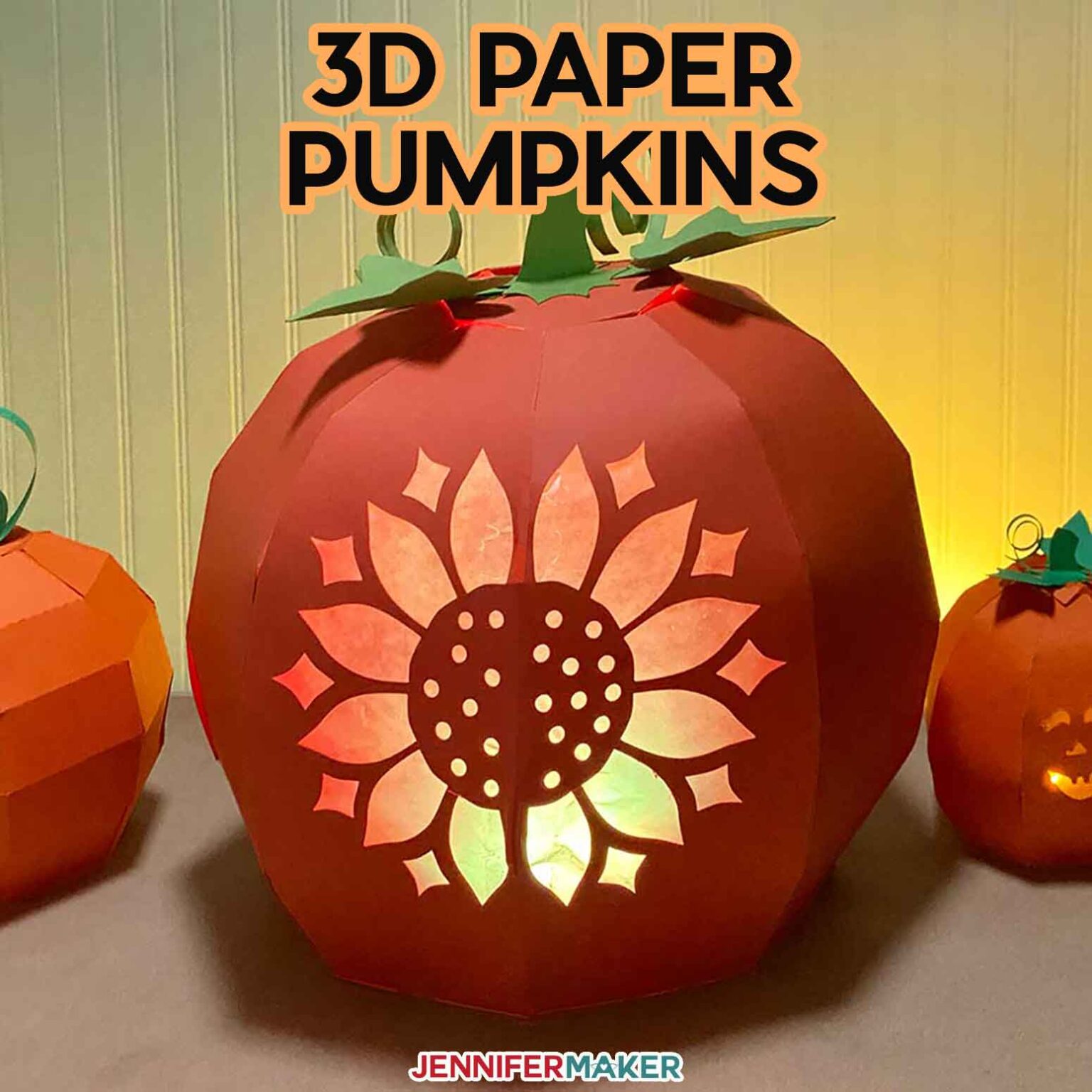 3D Paper Pumpkin Carving Kit with Fun Designs - Jennifer Maker