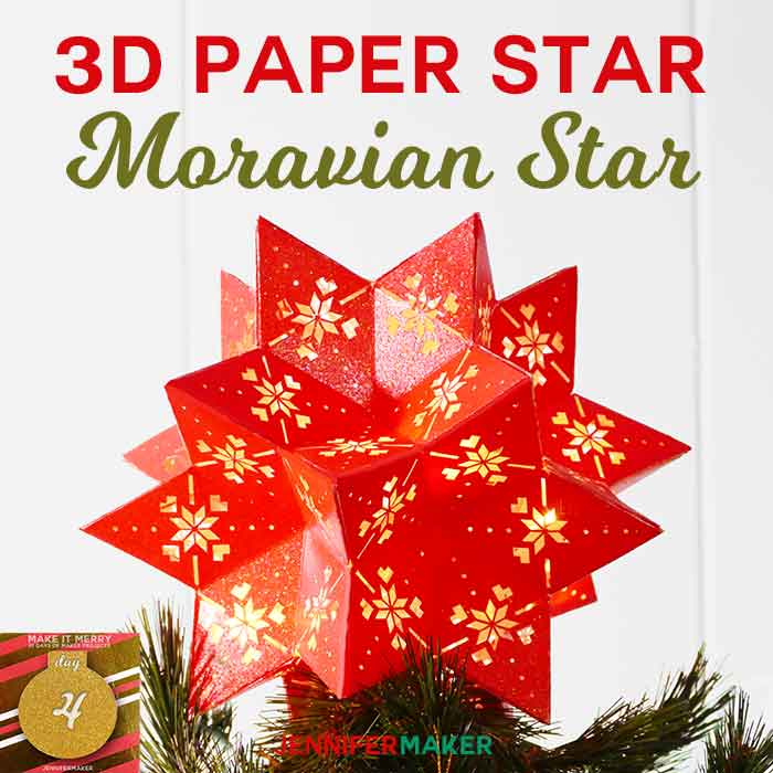 DIY 3D Paper Star: Moravian Star 20 Points | Christmas Tree Topper | #chrismtascrafts | free Cricut SVG cut files | how to make a moravian star