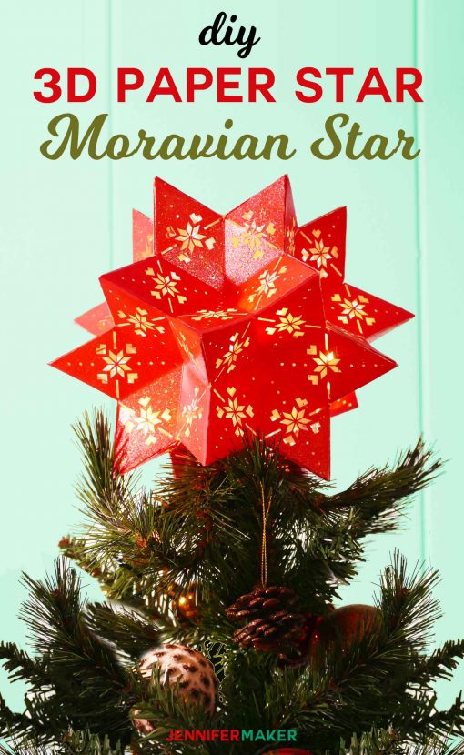 DIY 3D Paper Star: Moravian Star 20 Points | Christmas Tree Topper | #chrismtascrafts | free Cricut SVG cut files | how to make a moravian star