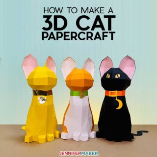 3D Papercraft Cats cut on the Cricut cutting machine - free SVG cut file and printable pattern
