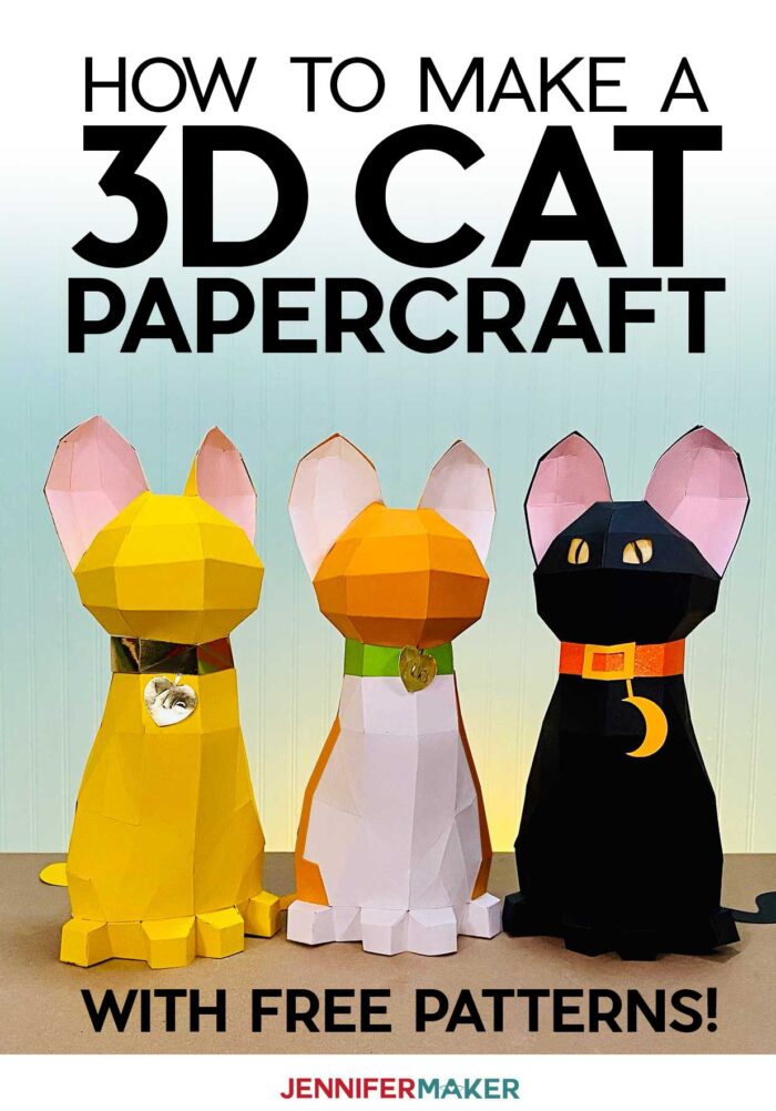 3D Papercraft Cats cut on the Cricut cutting machine - free SVG cut file and printable pattern