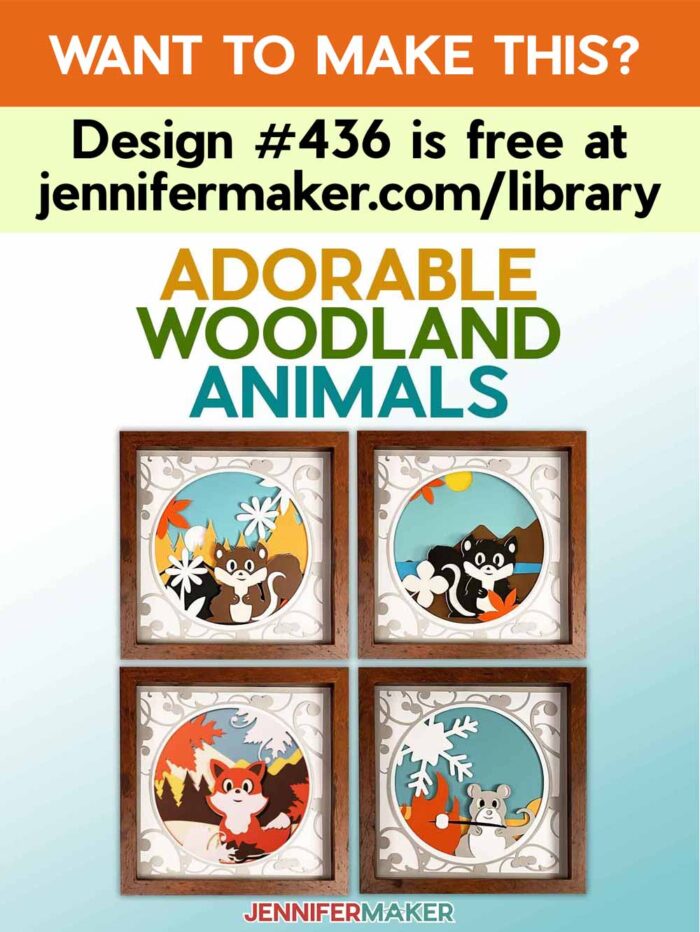 Get the free woodlands animal shadowbox tutorial, pattern and SVG in the free JenniferMaker Library
