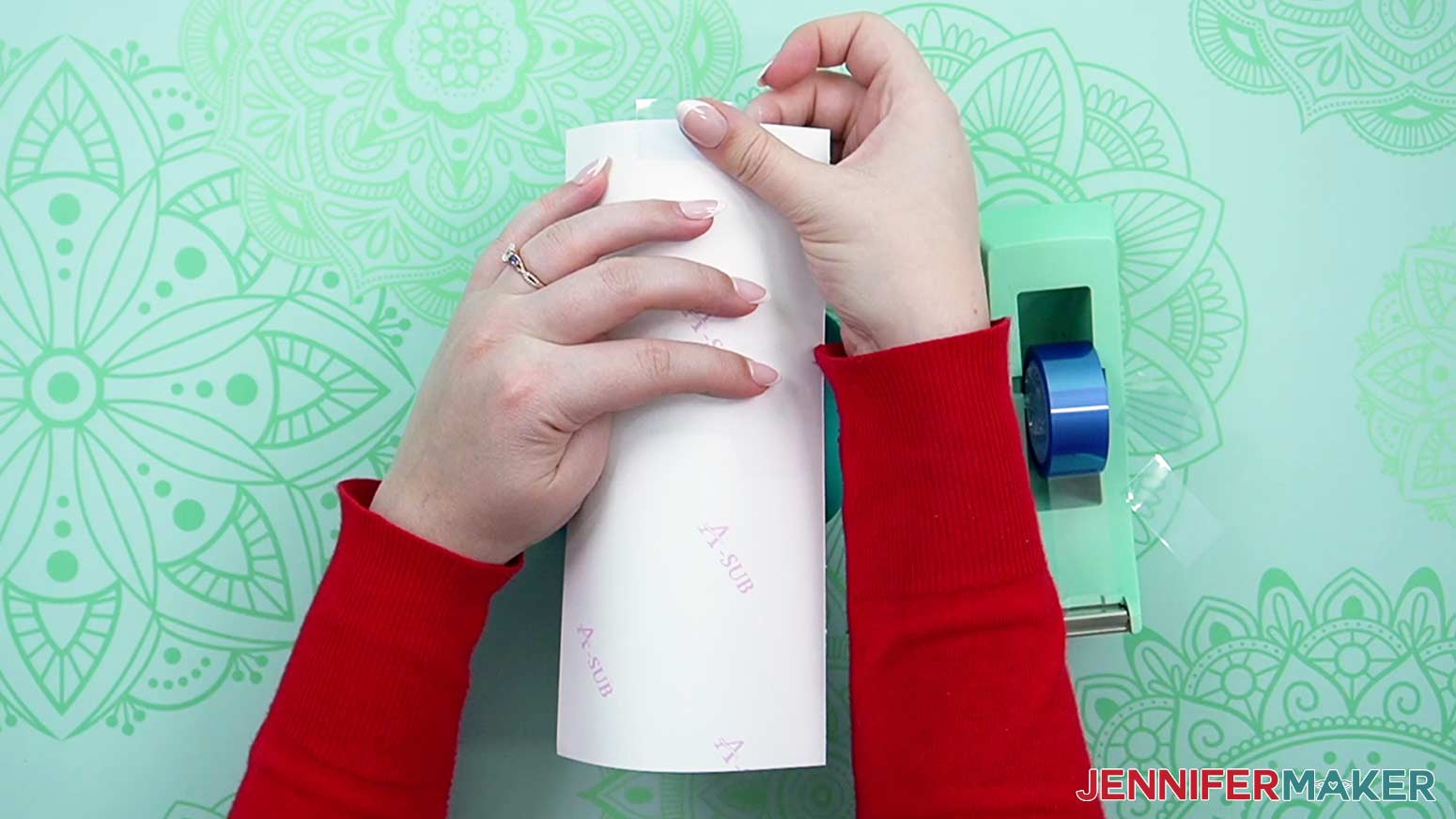 ai art ethics taping print along the tumbler top edge