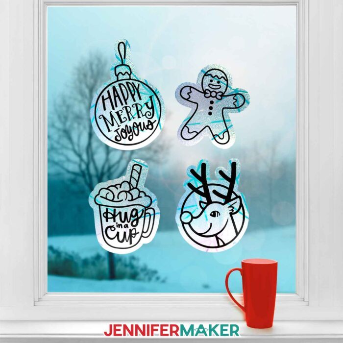 Four winter window clings designs