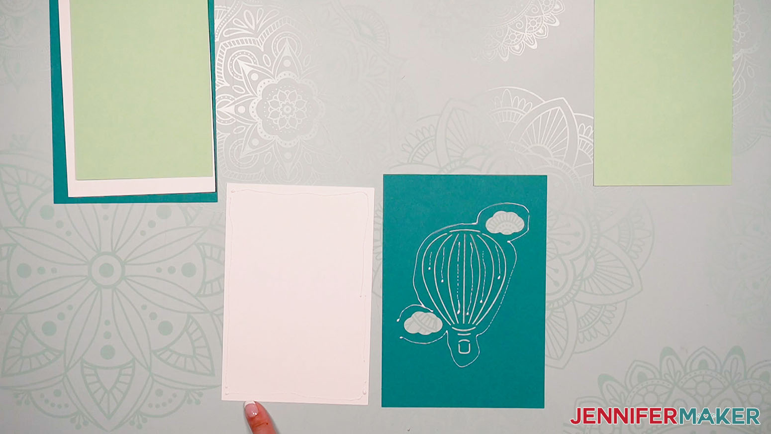 Image showing how to glue around the cut pieces of the cover of the birthday card pop up.