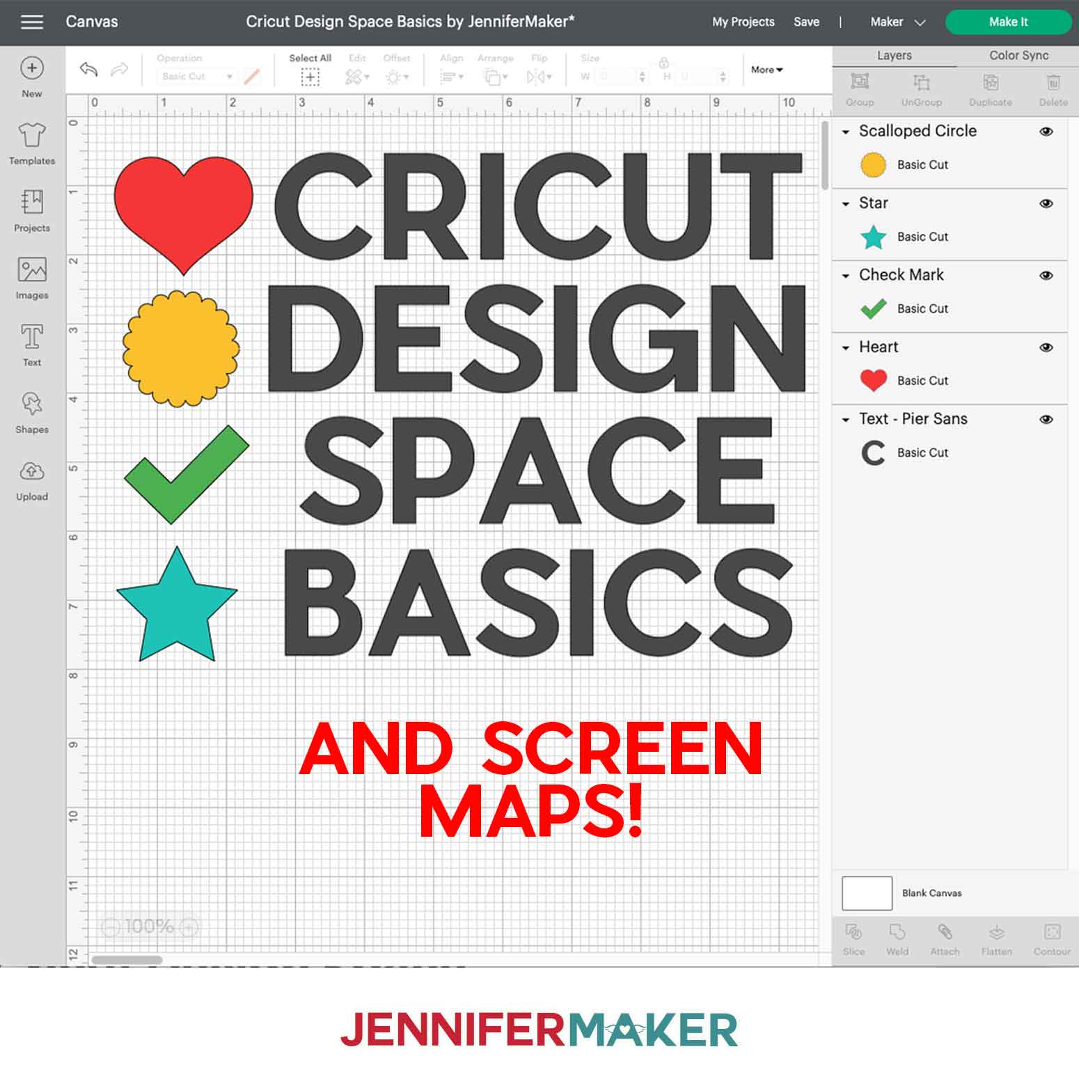 Cricut Design Space Basics, Tips, Tricks, Screen Maps, and More by JenniferMaker