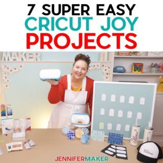Cricut Joy cards, labels, a hat, tumbler, coasters, and more made with tutorials.