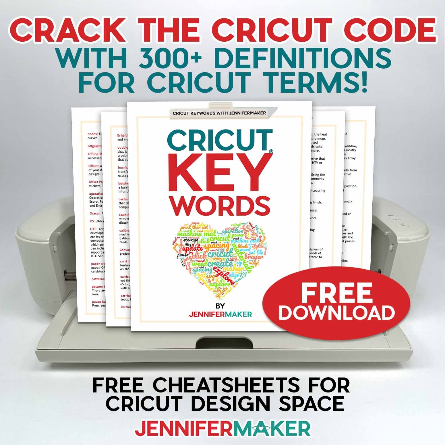 Cricut Keywords Glossary with over 300+ definitions for Cricut Terms For Beginners
