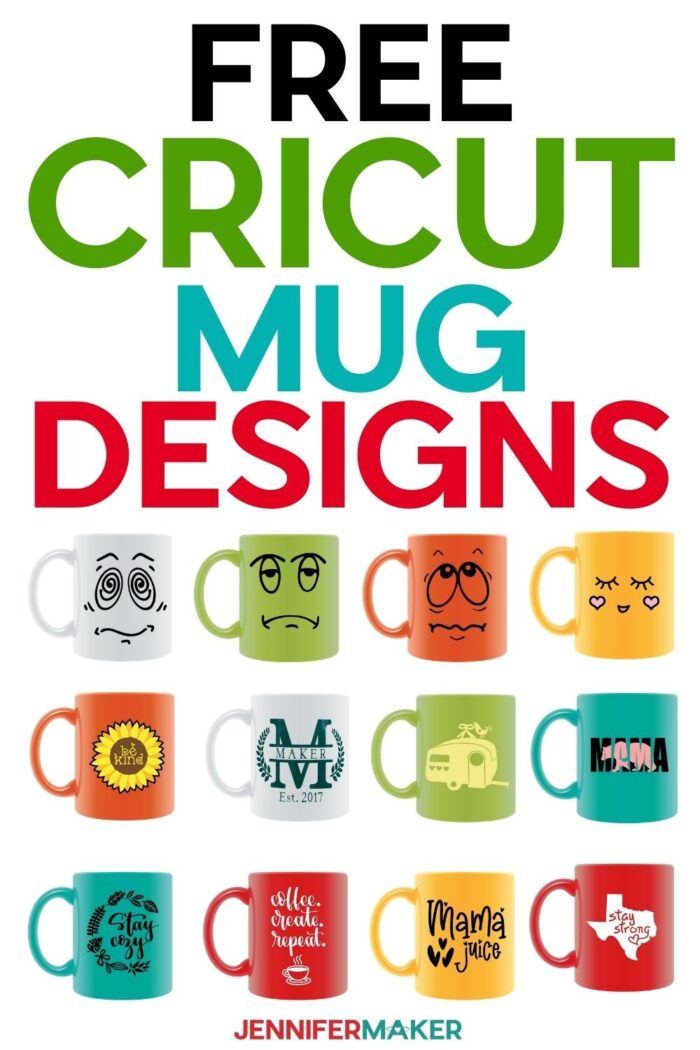 Cricut Mug ideas with free SVG cut files for decals, monograms, inspiration, and faces #cricut #mugs #vinyl