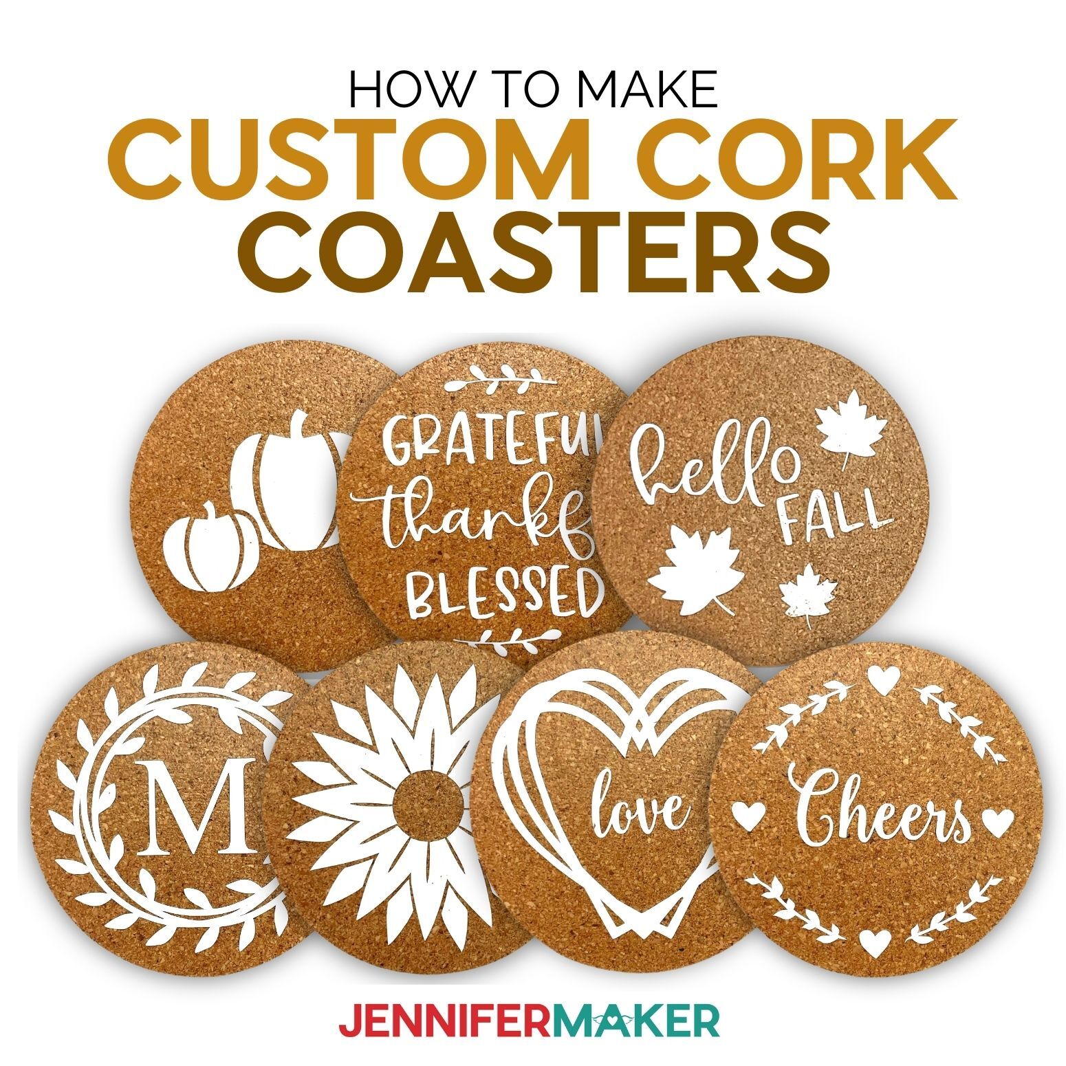 Custom Cork Coasters with Vinyl Jennifer Maker