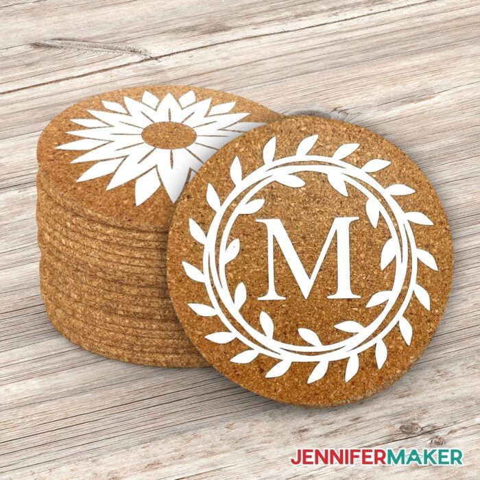 Custom Cork Coasters with Vinyl Jennifer Maker