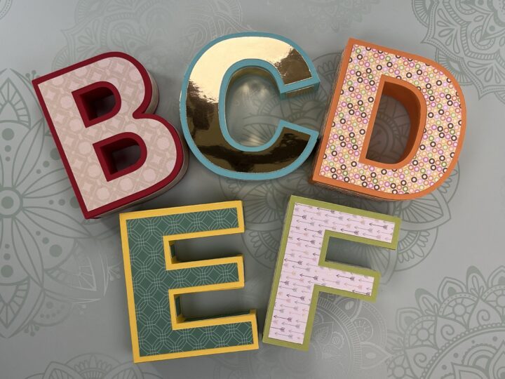 Small Wooden Letters for Crafts with Display Case, Symbols, and