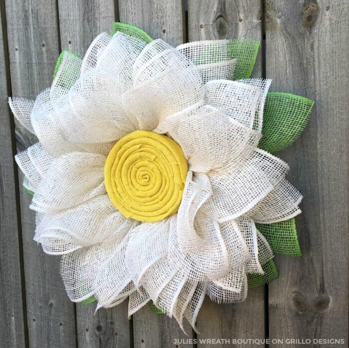 Burlap Daisy Wreath by Grillo Designs