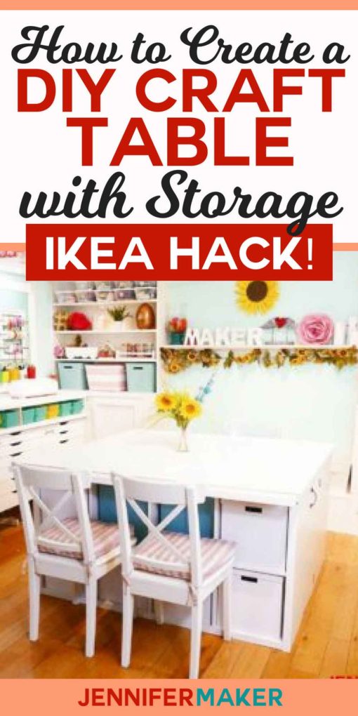 DIY Craft Table with Storage for Under $300 #organization #craftroom #ikeahack
