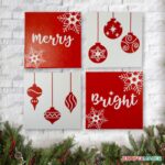 DIY Canvas Wall Art set of four canvases that are beautifully created in a Christmas design