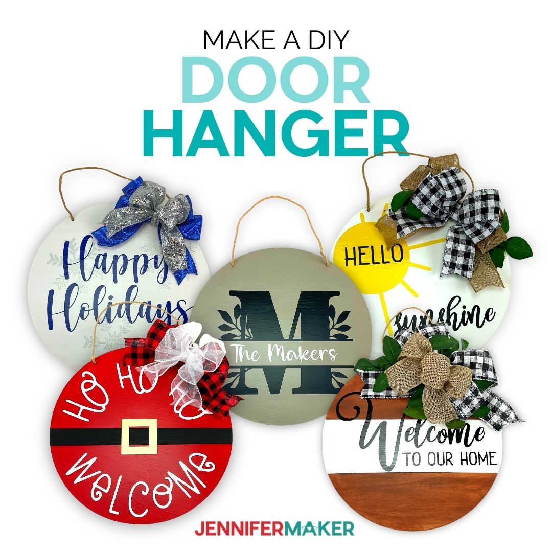 DIY Door Hangers Made with Wood Rounds on Cricut! - Jennifer Maker