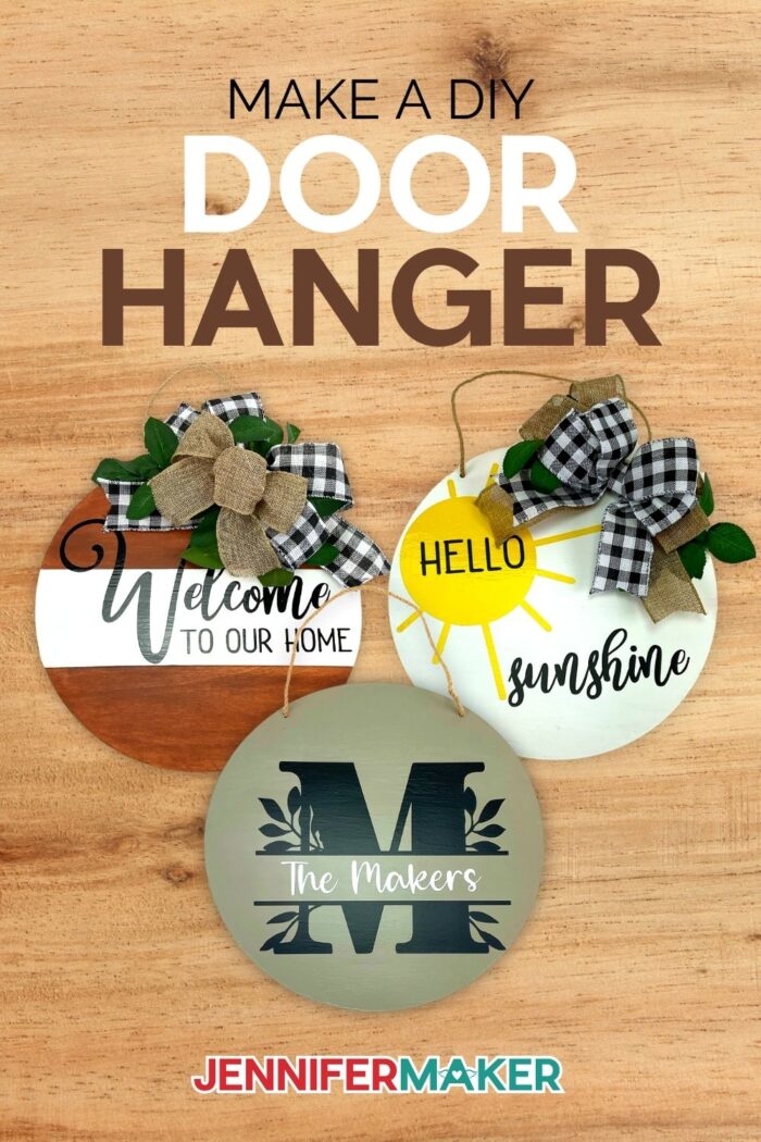 DIY Door Hangers from Wood Rounds - Free SVG Cut Files and Patterns