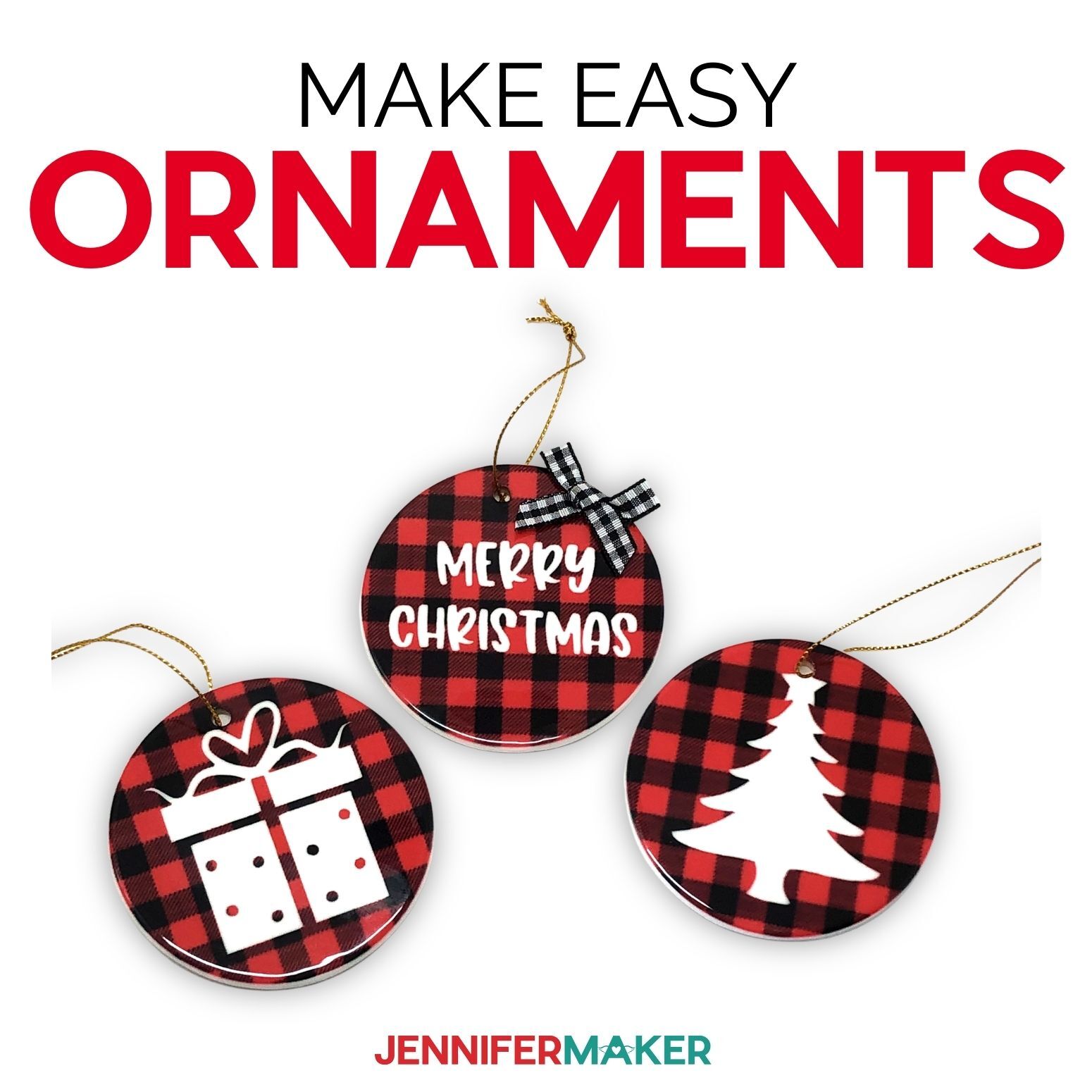 Infusible Ink Ornaments made using a Cricut cutting machine and free SVGs from JenniferMaker