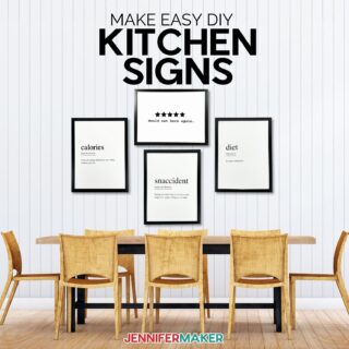 DIY Kitchen Wall Signs made with a Cricut cutting machine using free SVGs by JenniferMaker