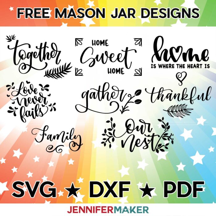Free Mason Jar Wall Decor SVG Cut Files