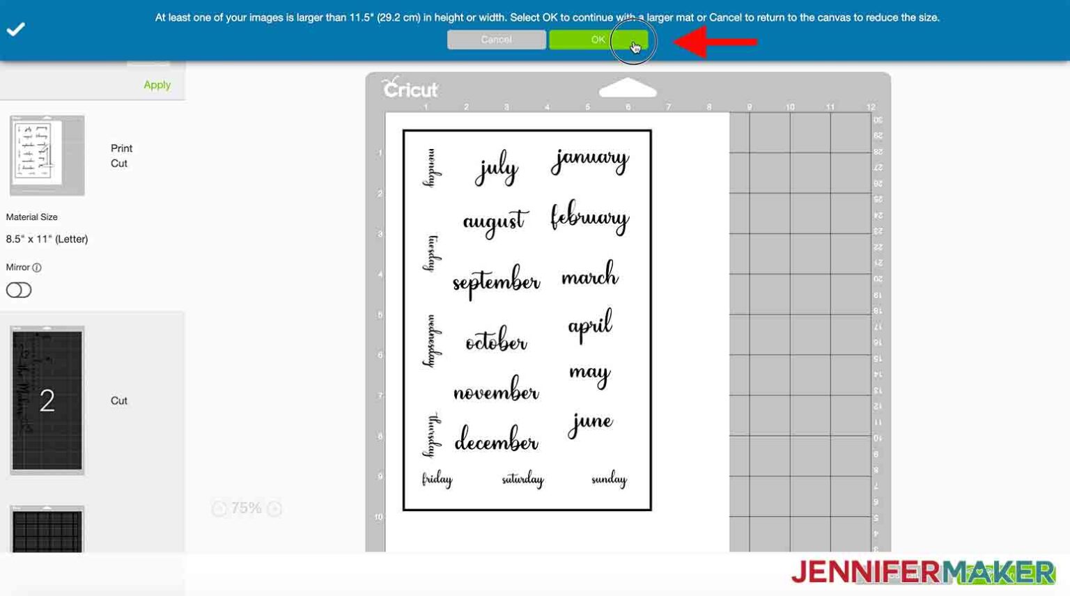 DIY Personalized Whiteboard Calendar with Print & Cut