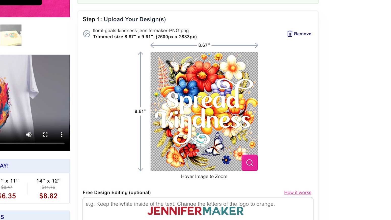 Check the dimensions of the uploaded DTF design to verify they are correct.