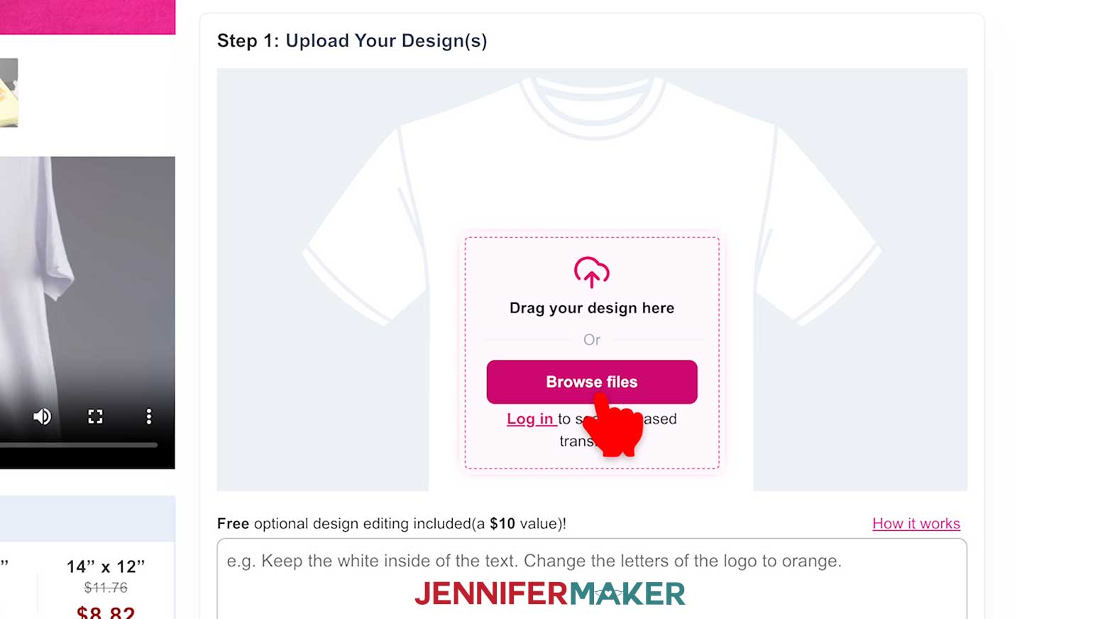 Select Browse Files to look for the DTF design to upload to create the transfer.