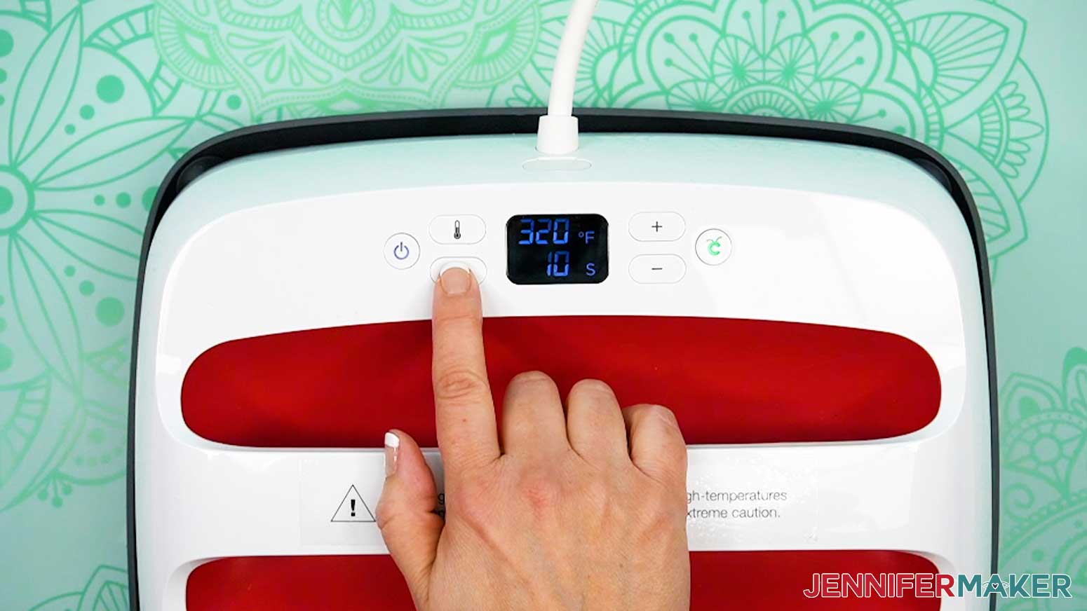 Press the design onto the cotton shirt at three hundred twenty degrees Fahrenheit.