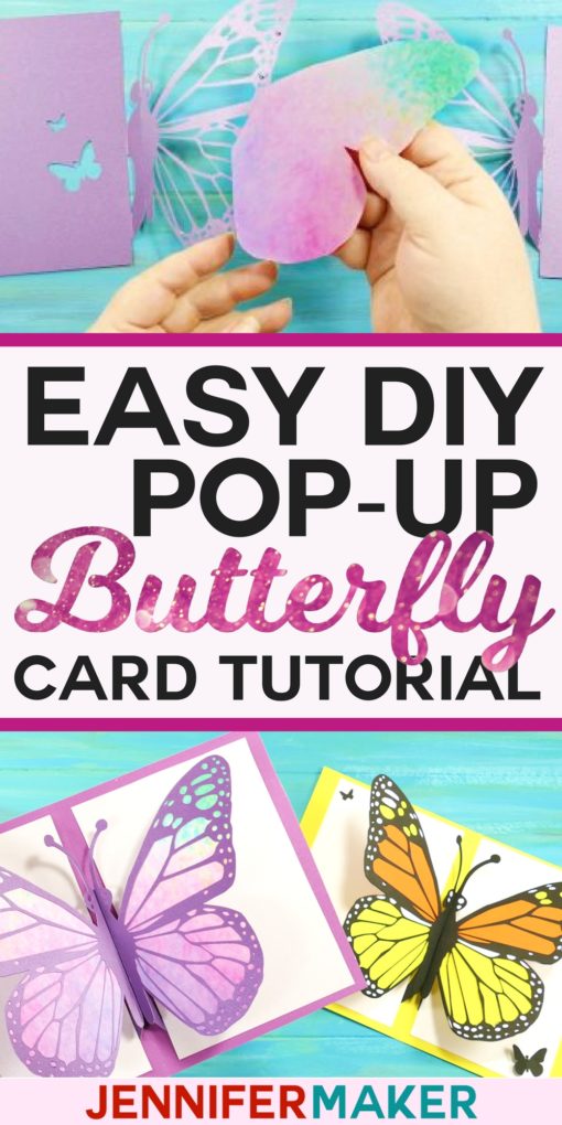 Easy DIY Pop-Up Butterfly Card Tutorial with free PDF pattern and SVG cut files for #Cricut #Silhouette #papercraft
