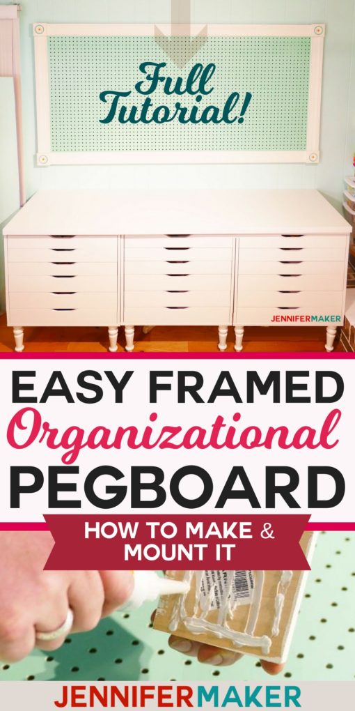 How to make a framed pegboard to organize your home and crafts! Includes directions on how to mount it securely to the wall. #craftroom #organization #pegboard