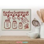 Easy Kitchen Conversions Decal on a cutting board