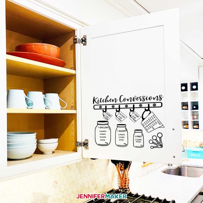 Details about   Kitchen Measuring Conversion Decal Baking Spoons Cooking Cups Vinyl Decal Chart 