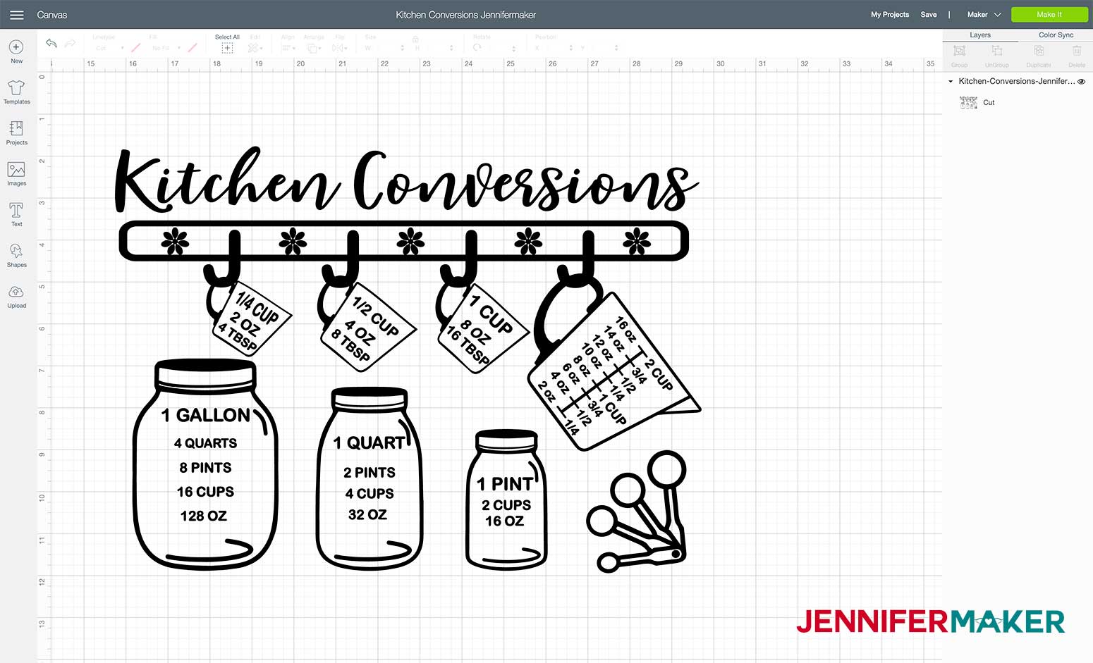 Kitchen Conversions Chart Decal With Vinyl Jennifer Maker