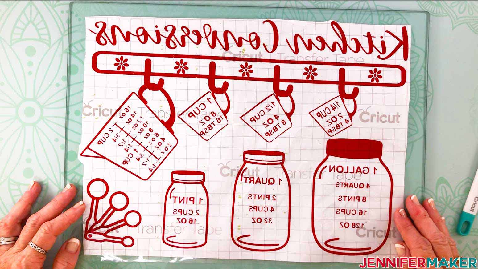 Kitchen Equivalent / Measurement Conversion Chart Mason Jar 