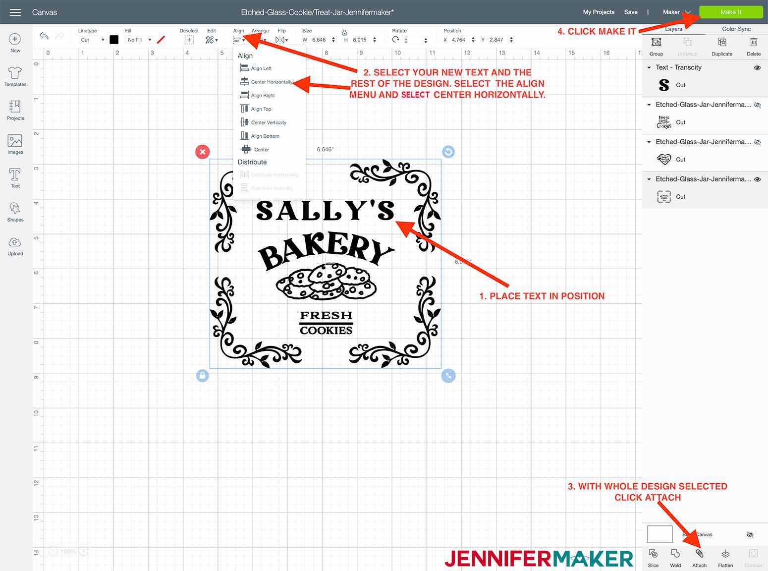 edit text to liking and attach in Design Space for etching on glass jar