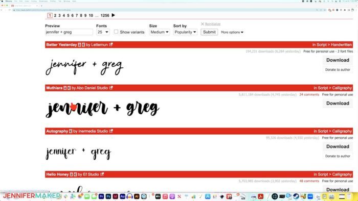 Previewing my own text in Dafont to find the best font for a project