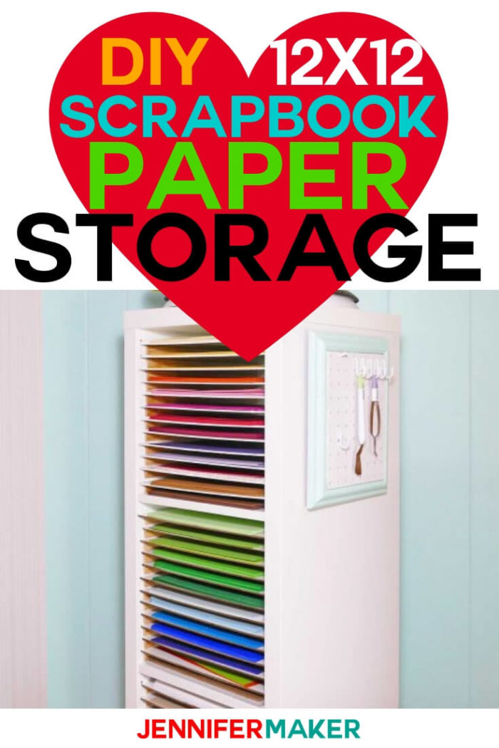 Make your own DIY 12x12 paper storage organizer for your scrapbook paper with this inexpensive DIY vertical paper storage unit. It organizes and sorts all of your paper! #papercrafts #papercrafting #cricutproject #diy #tutorial #craftprojects #craftroom