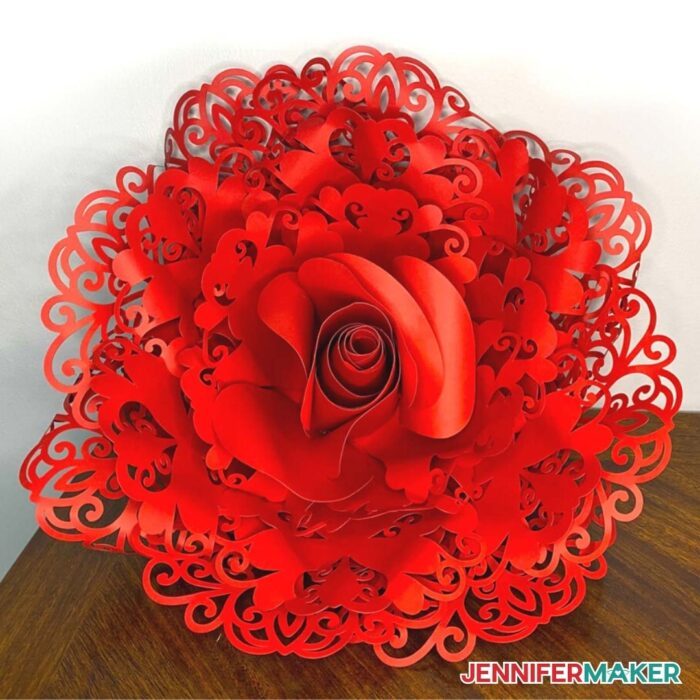 Rose Gold Paper Flower - Foil Edged Heart-Shaped Petals - Jennifer Maker