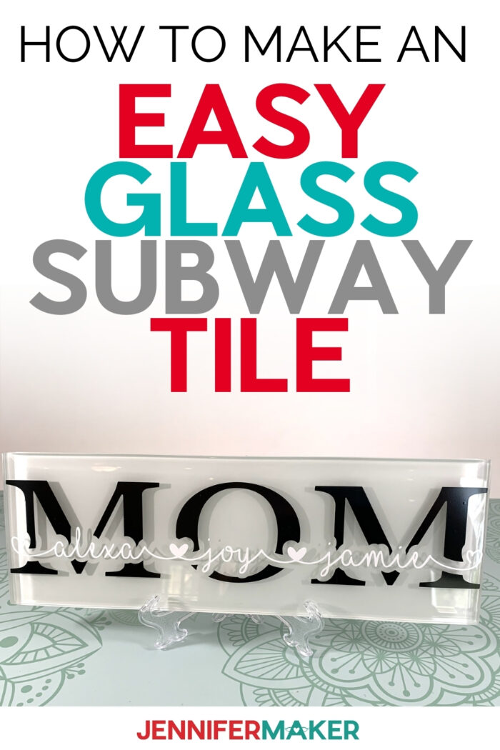 Create an easy personalized Glass Subway Tile Sign as home decor or for a unique gift! This is an easy project that lets you have fun with fonts! #cricut #cricutmade #cricutmaker #cricutexplore #vinyl