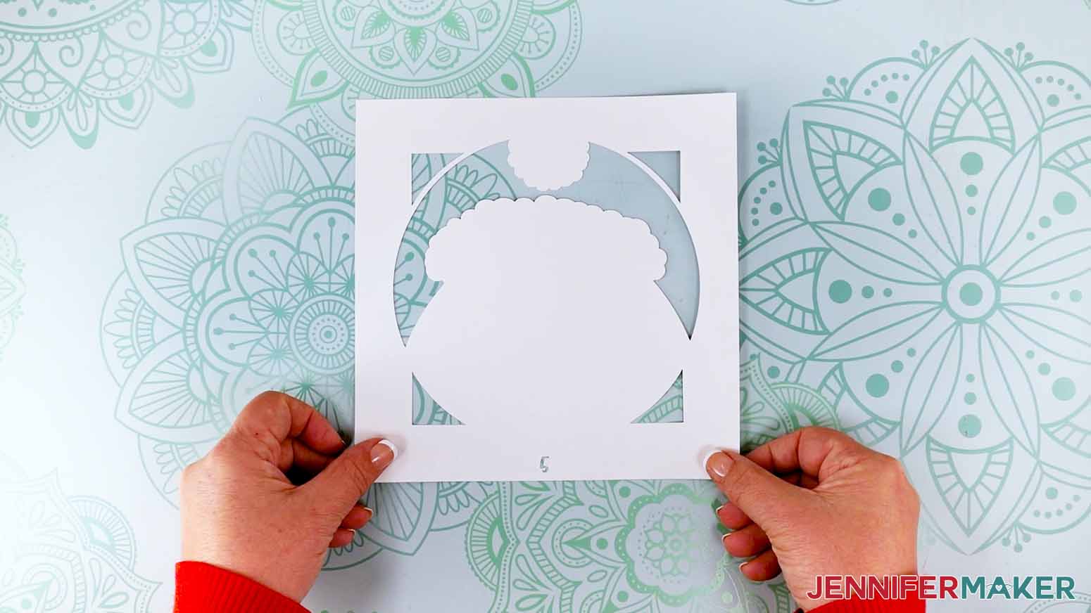 gnome shadow box bird design cut out place on mat face up