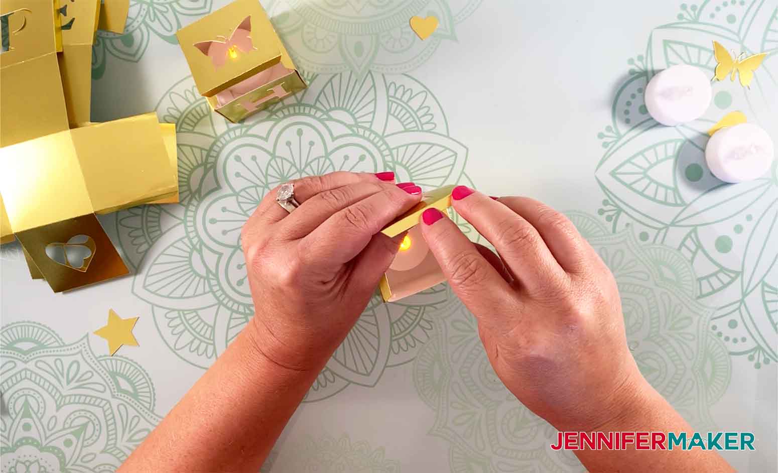 using glue dots to assemble hope blocks