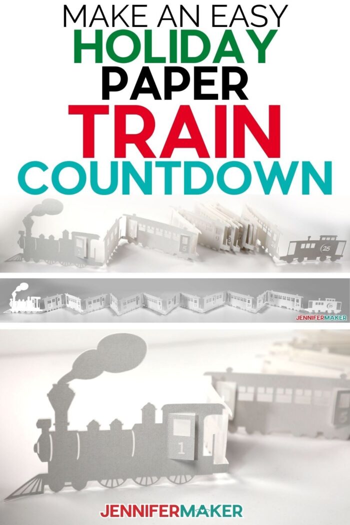 Holiday Paper Train Countdown cut using cardstock using a Cricut cutting machine