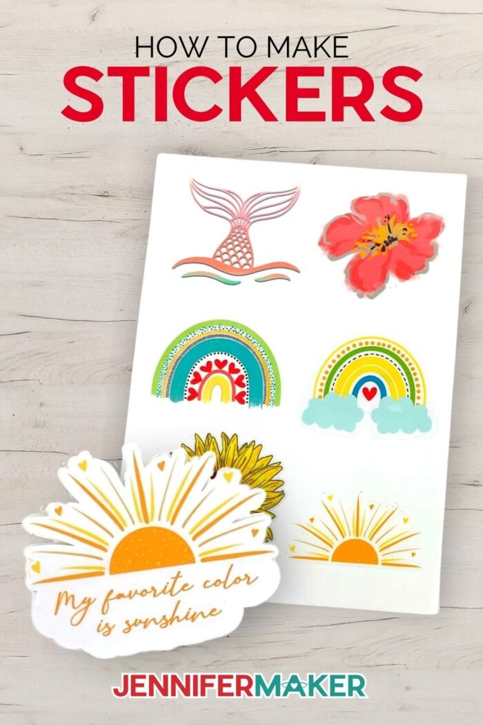 How to make stickers using a Cricut cutting machine and free SVGs from JenniferMaker