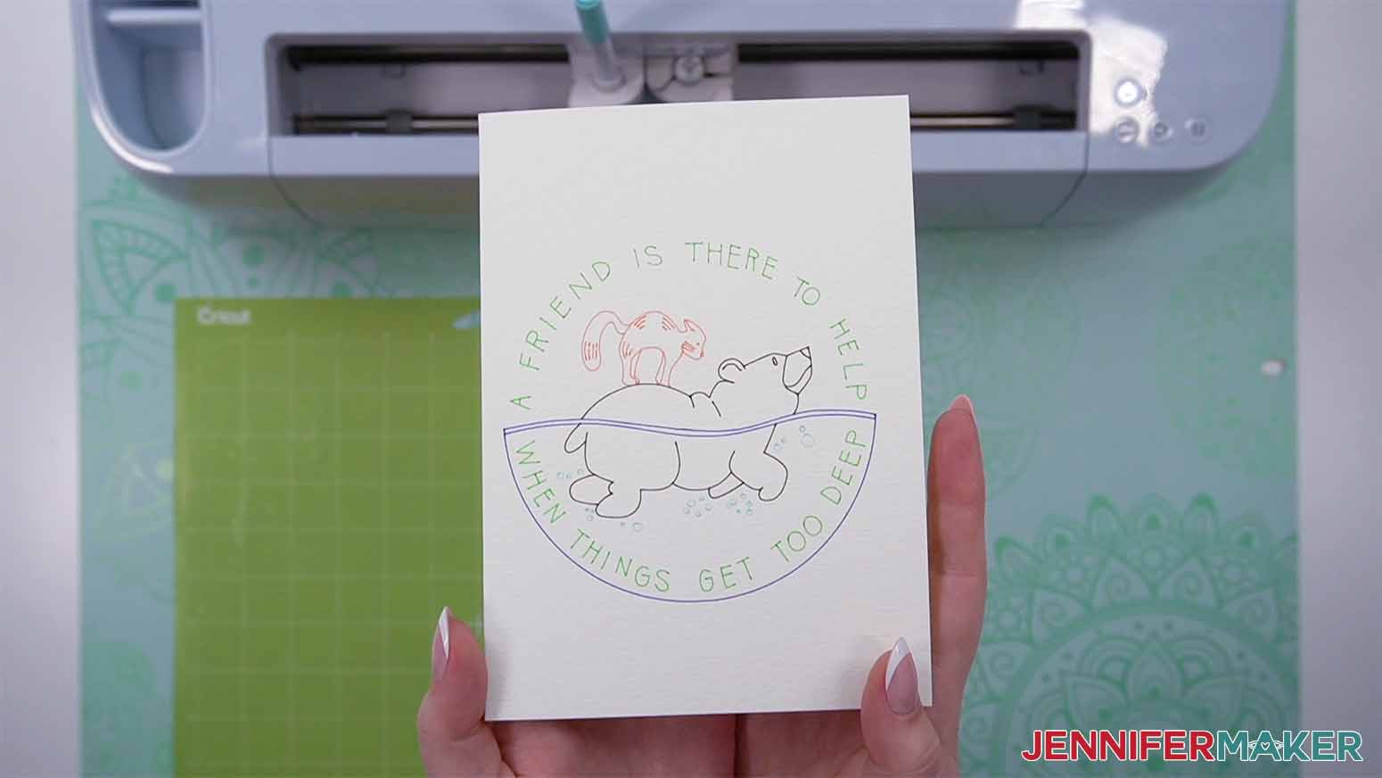 How to Draw with Cricut. An image of the card being folded for the too deep card.