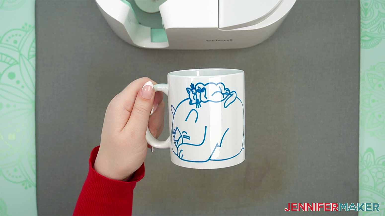 How to Draw with Cricut. An image in the completed snuggle fits mug